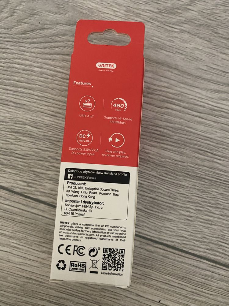 7 portowy - usb 2.0 Hub unitek (nowy)