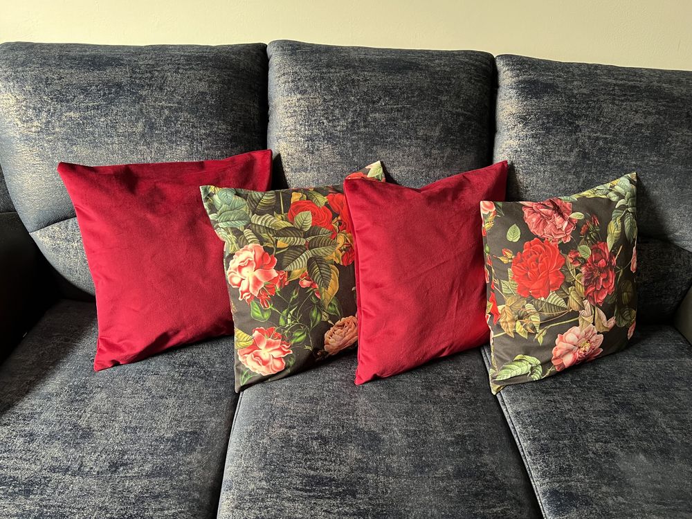 Poszewki dekoracyjne na poduszki (jaśki) bordowe kwiatowe