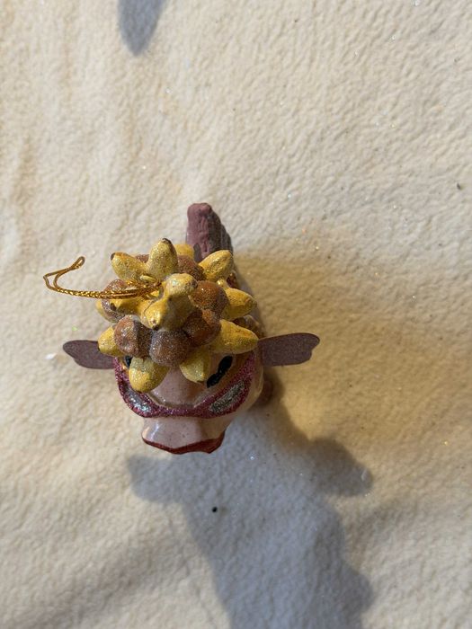 Enfeite sereio merman em porcelana com glitter – vários