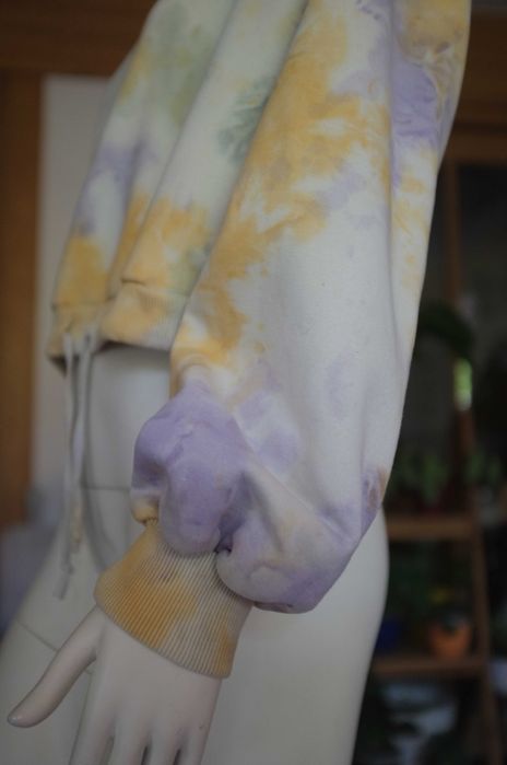 krótka bluza z kapturem crop tie dye gruba hoodie Flattop street luźna