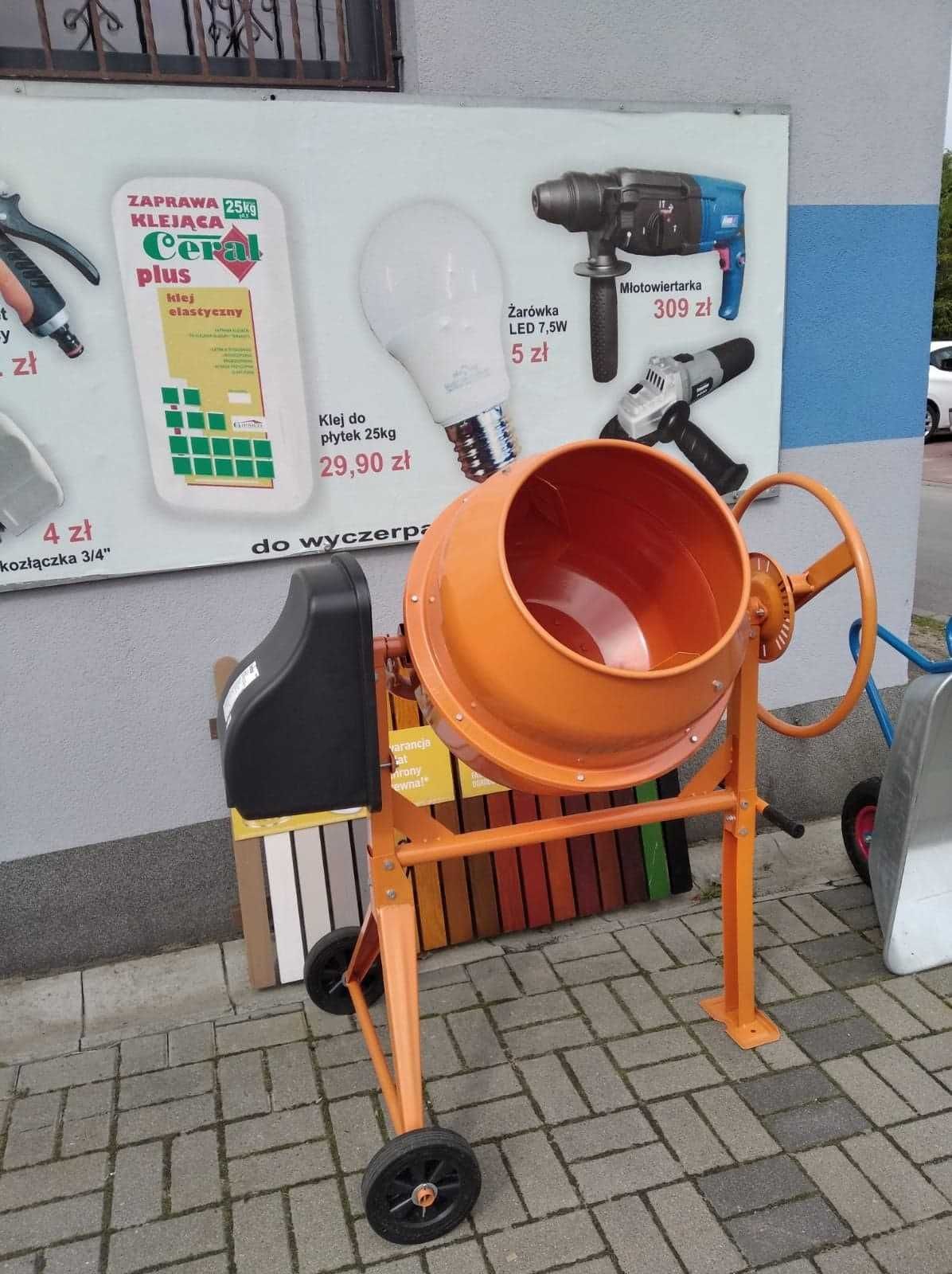 Betoniarka 140L 550W 230V bęben stalowy, żeliwny wieniec