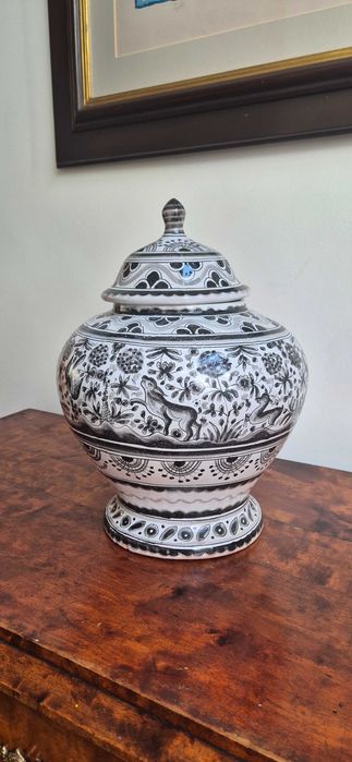 DUŻY ceramiczny wazon amfora ręcznie malowany Portugalia Berardos