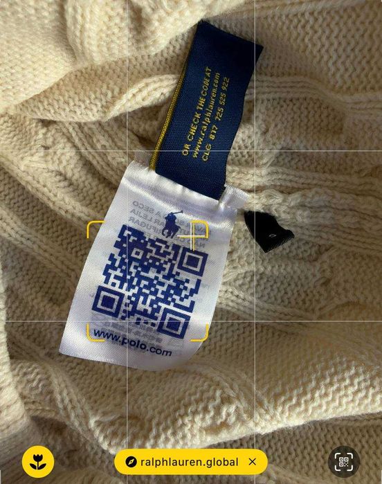 Стильний вʼязаний светр 1/3 замок Polo Ralph Lauren Cream