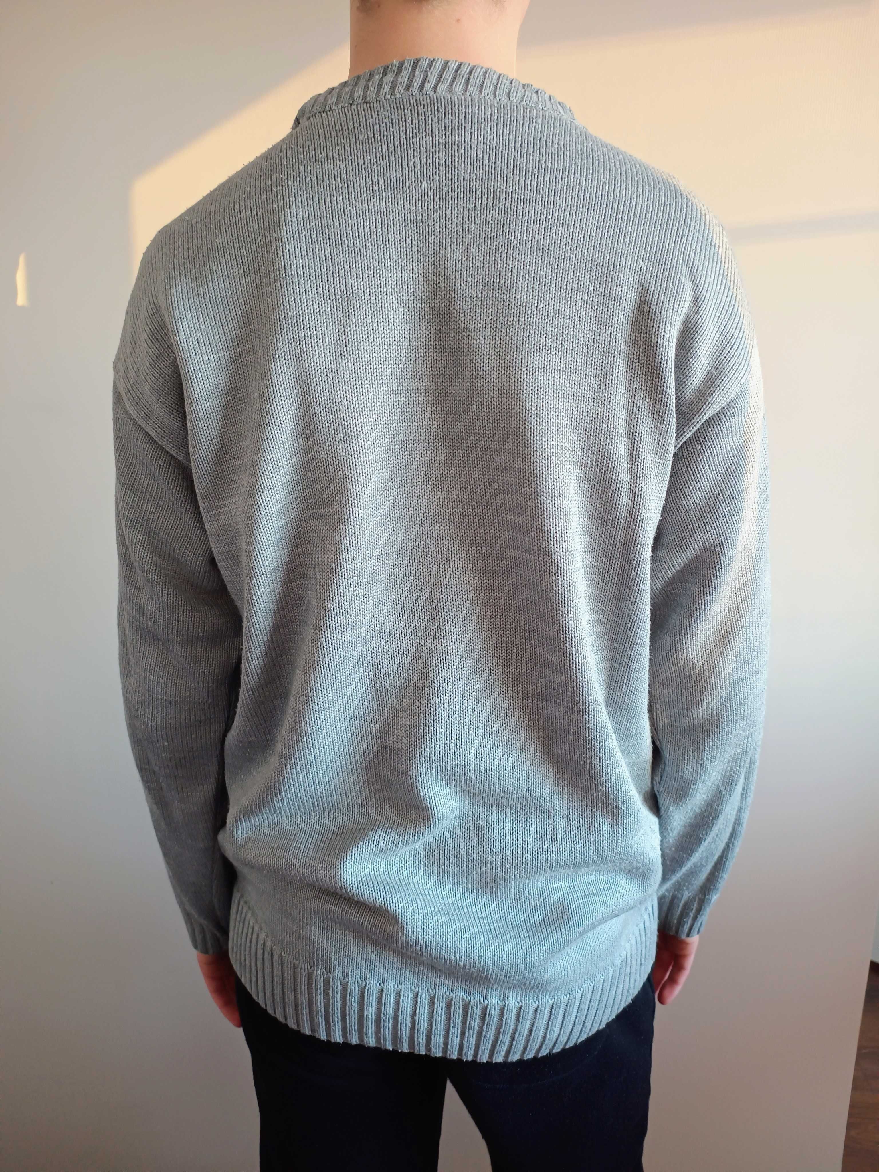 Męski szary kolorowy sweter XS S M modny młodzieżowy przejściowy must