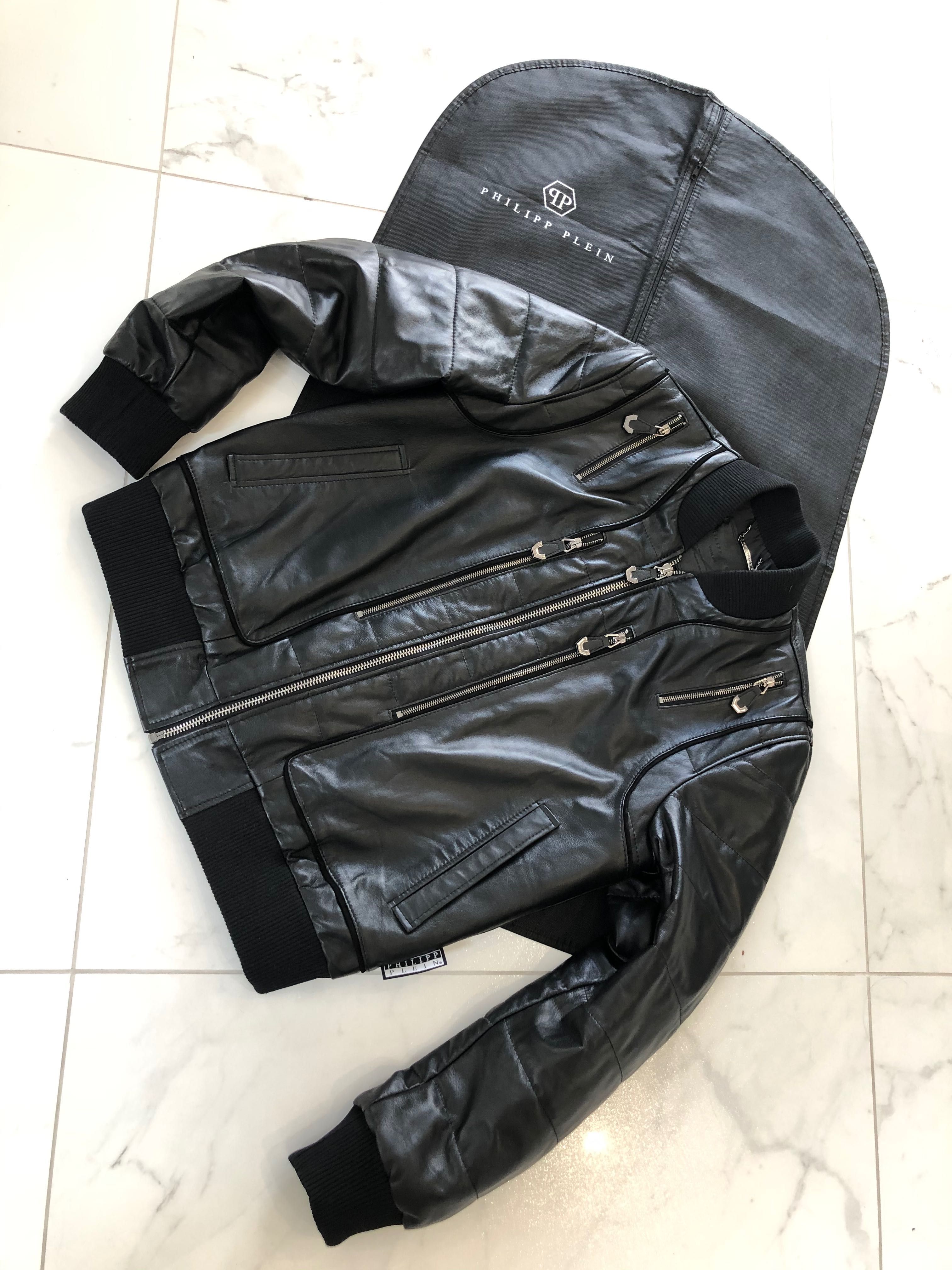 Sale 40% Bomber bejsbolowka kurtka skórzana meska philipp plein