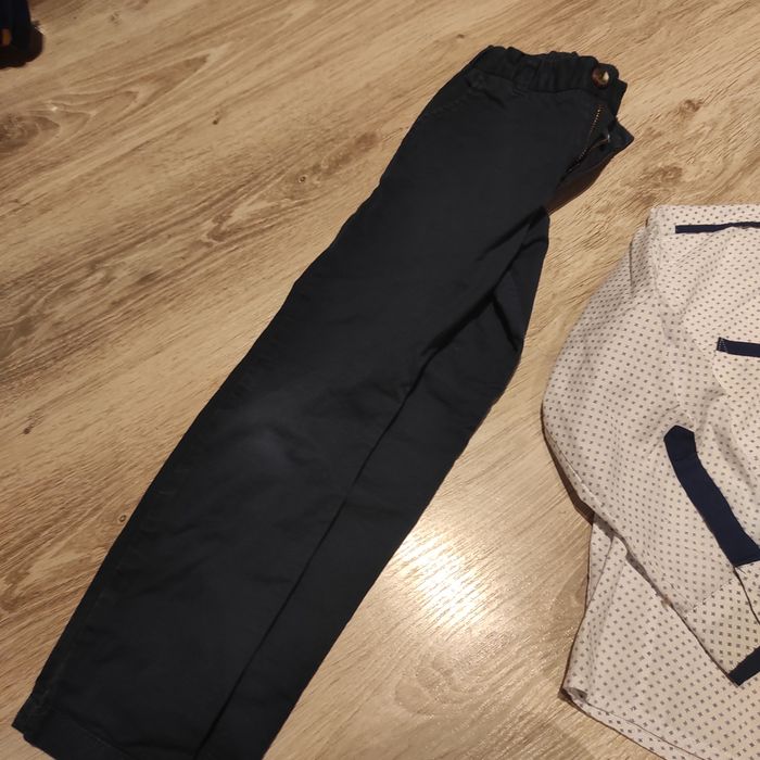 Koszula biała 116 spodnie, Elegancki komplet