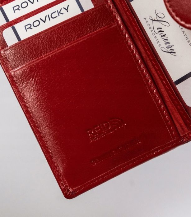 Skórzany portfel damski z systemem RFID Protect luxury nowy czerwony