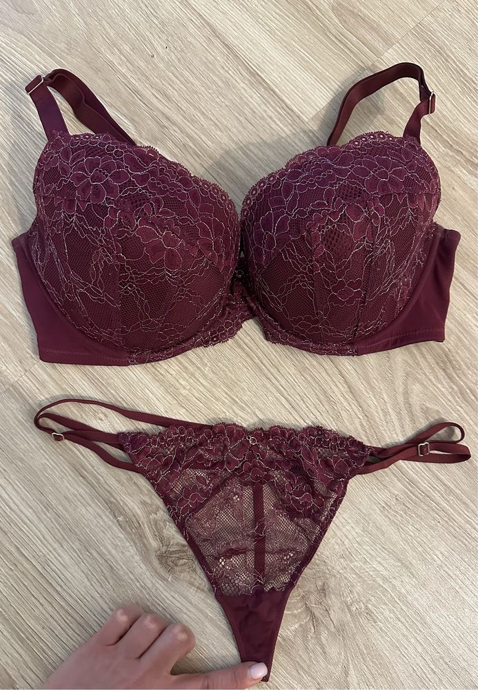 Бордовий комплект ann summers sexy lace planet спідня білизна р.l 80 g