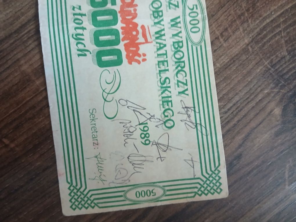PRL cegiełka 5000 zł Solidarność 1989