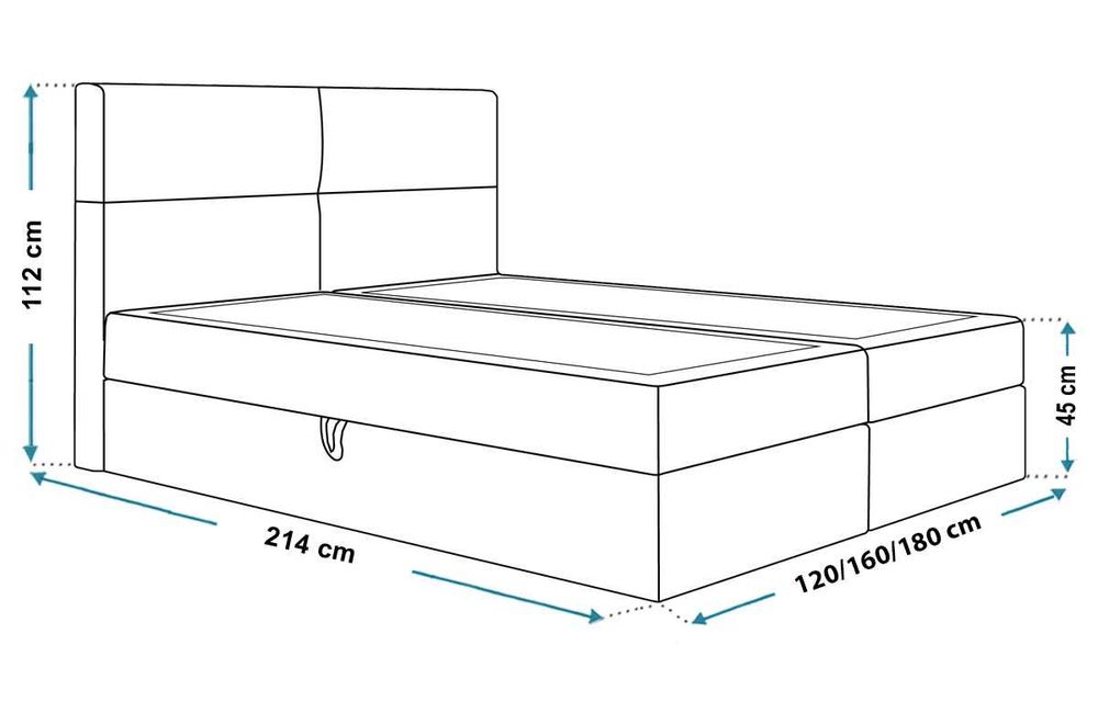 Łóżko kontynentalne BOX III 160x200 topper GRATIS pojemnik duża