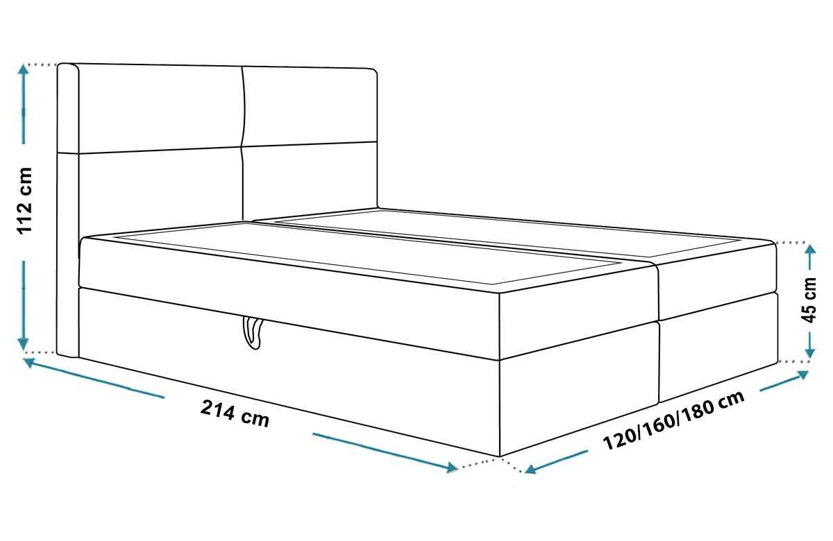 Łóżko kontynentalne BOX III 160x200 topper GRATIS pojemnik duża