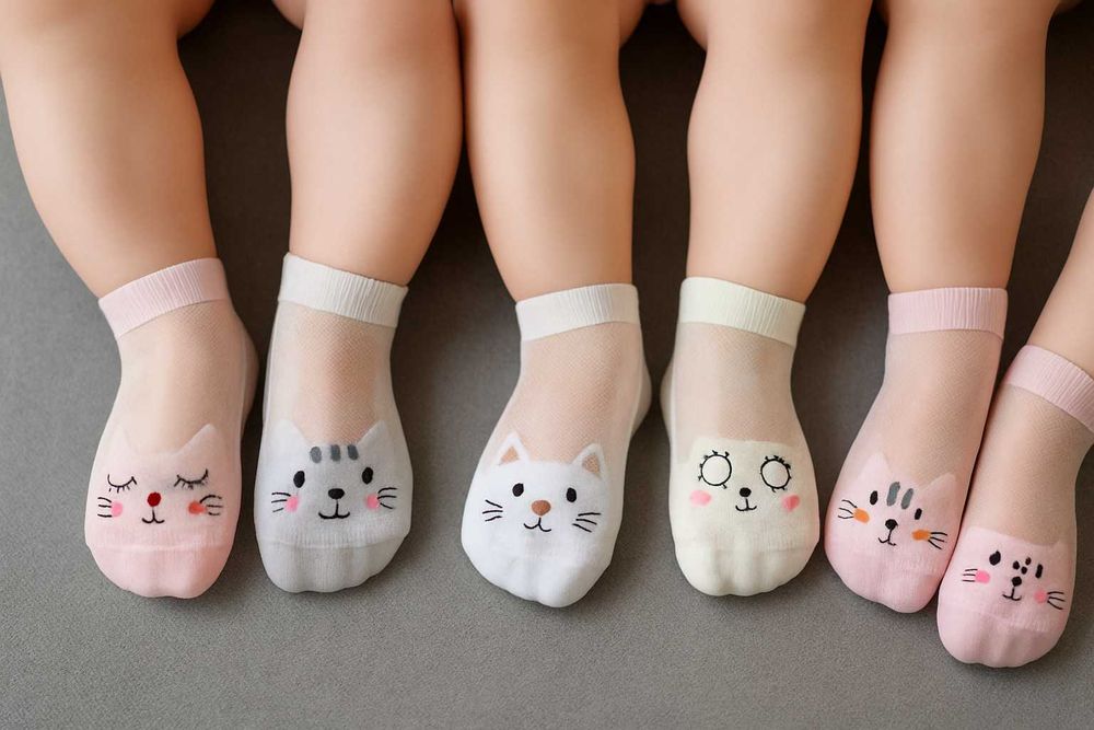 Conjunto de 5 meias de verão com transparência - T 16-18