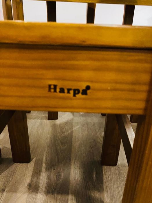 Mesa madeira Cerne Harpa+6 cadeiras