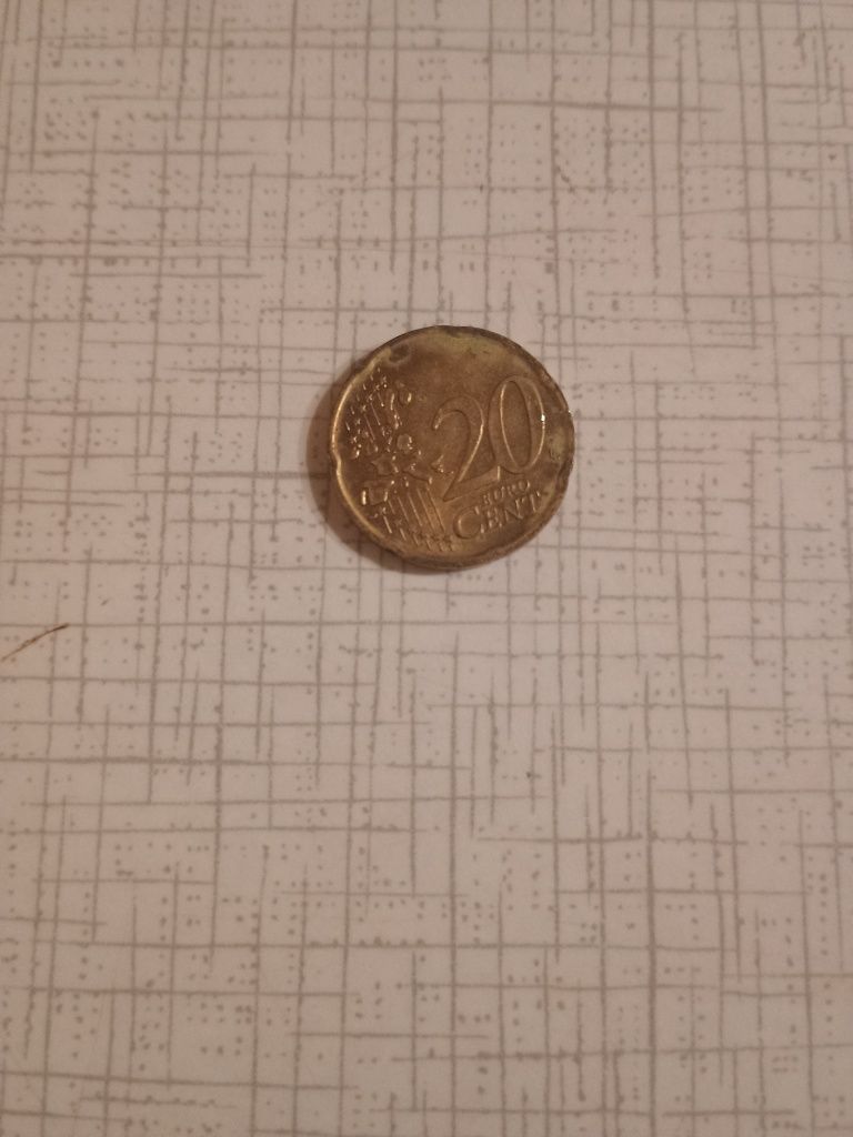 Moneta 20 euro cent 2002 defekt błąd