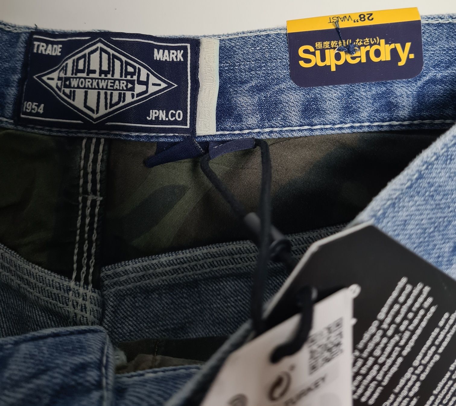 NOWE SuperDry męskie krótkie spodenki jeansowe 28 niebieskie worker S