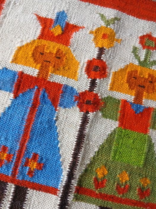 Cepelia PRL wełniany kilim krakowska para fajny prezent świąteczny