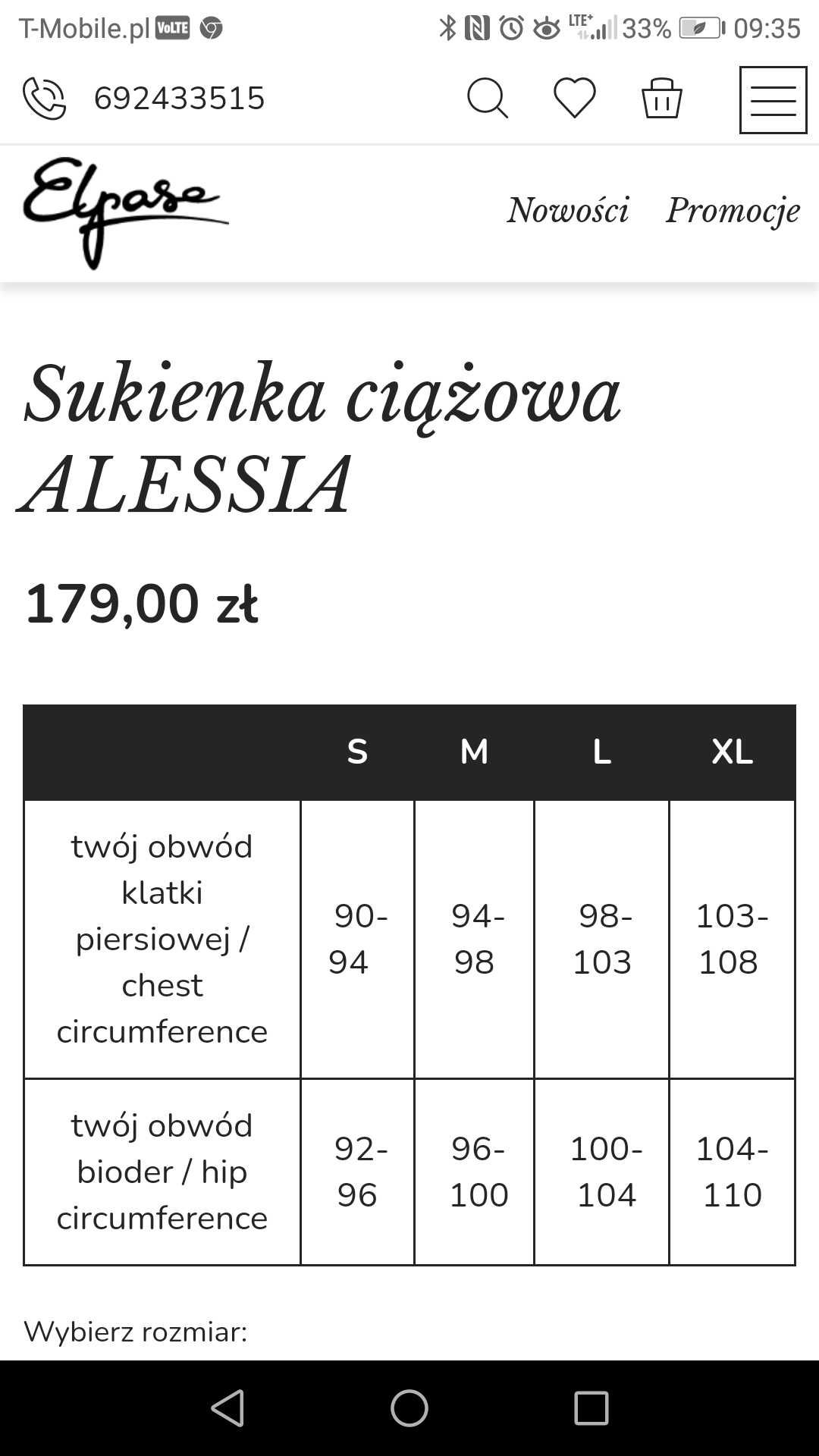 Sukienka ciążowa elegancka Elpasa Alessia