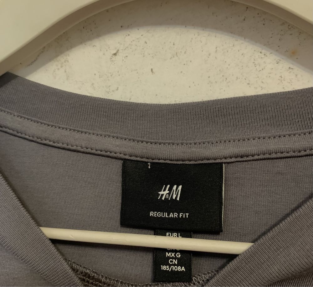 Футболка базова темно-сіра чоловіча вільна H&M regular fit