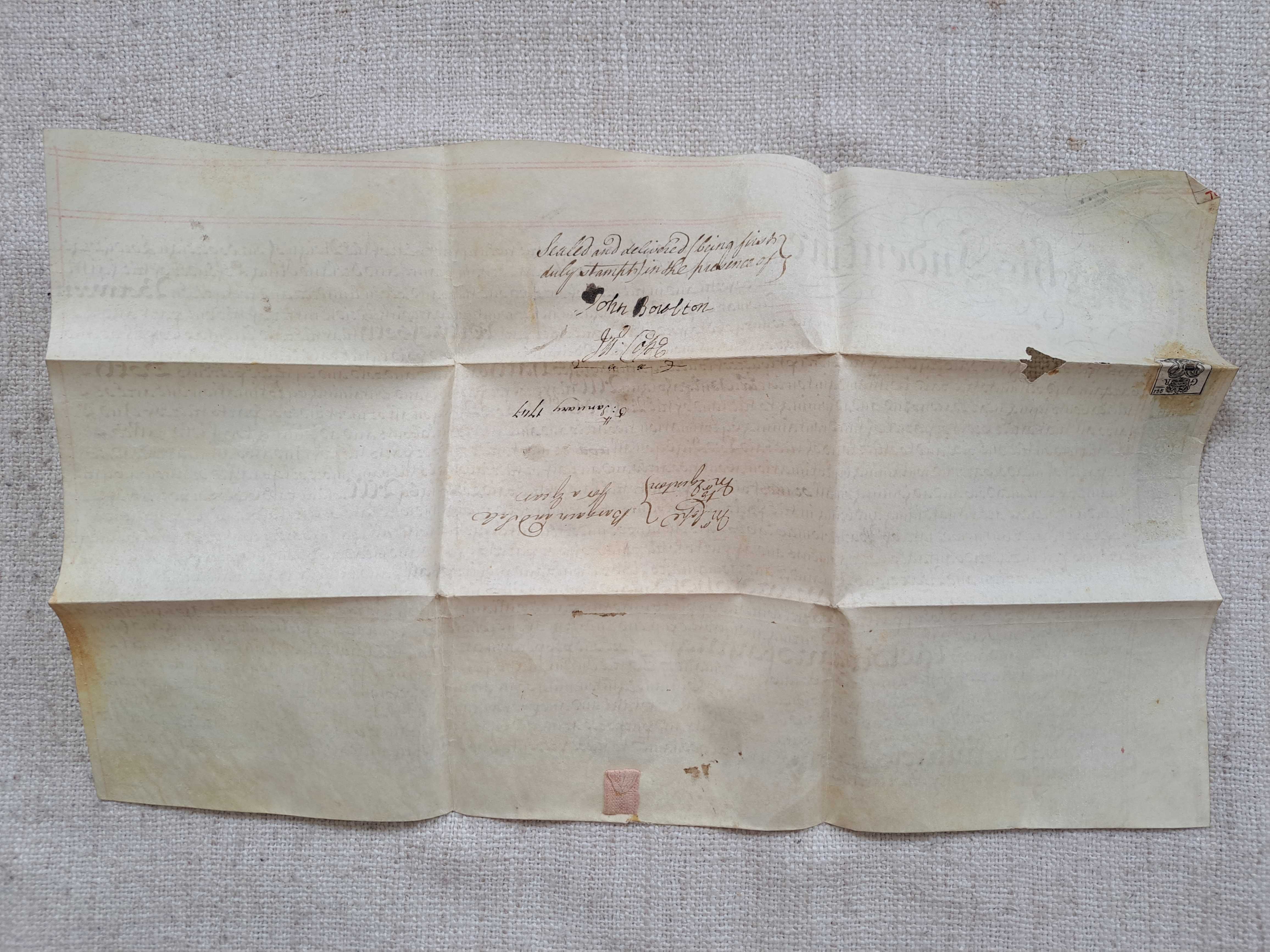 1747 rok. Manuskrypt zapisany na pergaminie 30x50 cm