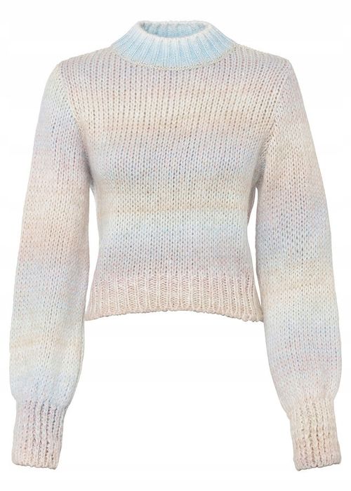 B.P.C kolorowy sweter z półgolfem krótki 48/50.