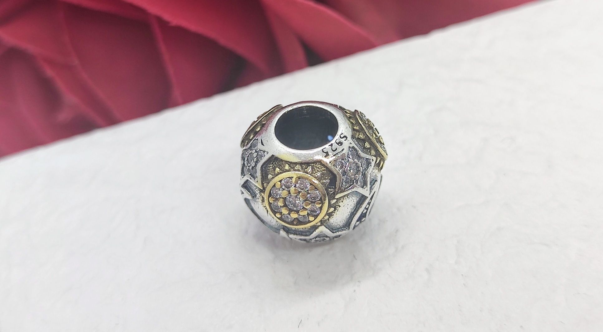 Charm's srebrny kula słońce księżyc srebro S925
