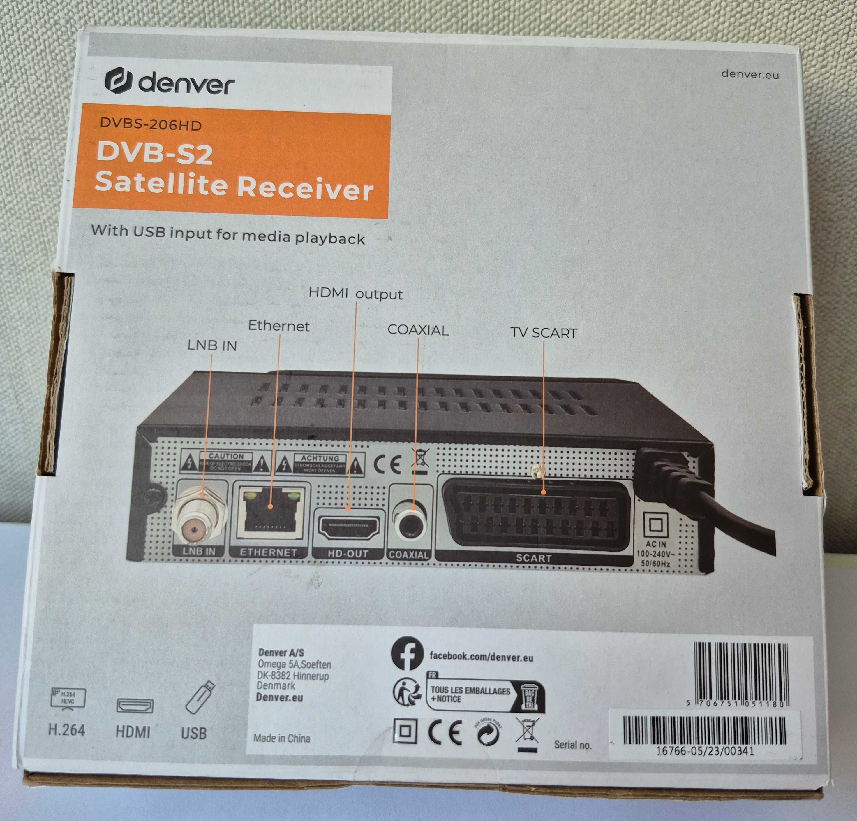 Denver DVBS-206HD dekoder DVB-S2 Satellite Receiver