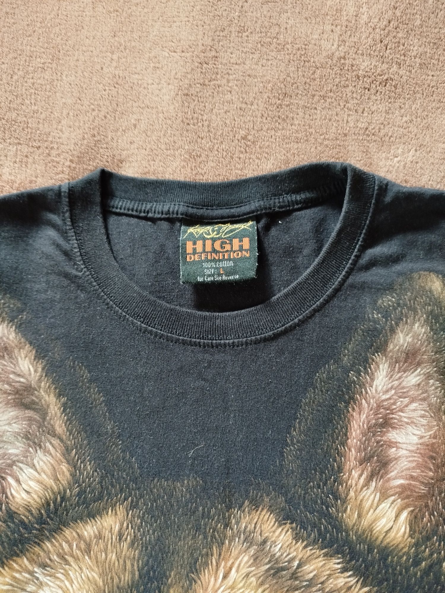 T-shirt męski czarny bawełna owczarek pies L