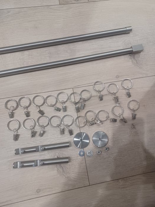 Karnisz metalowy podwójny srebrny 210cm