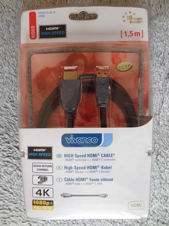 Profesjonalny Kabel Vivanco HDMI-Mini HDMI High Speed 1,5m. NOWY