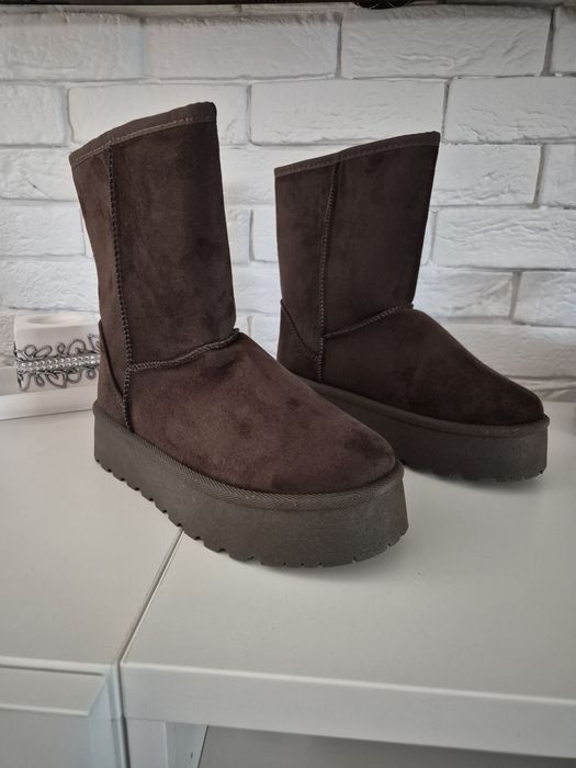 Buty emu śniegowce ocieplane futerkiem damskie czekoladowe 36-41