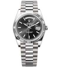 Rolex Day-Date 40 Presidential Black dial, Fluted Bezel