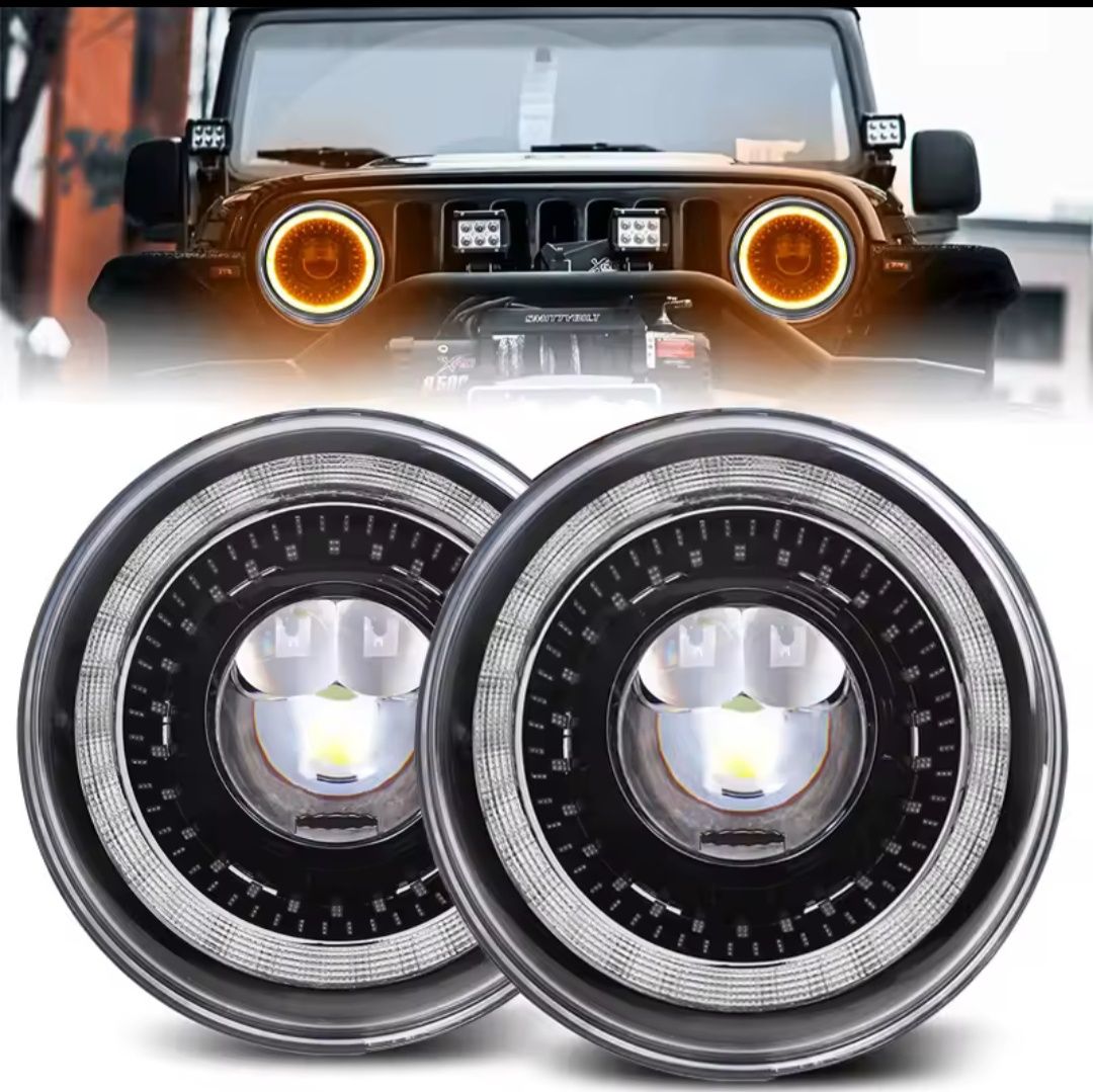 Lampy REFLEKTORY przód LED 7" Jeep Wrangler JK TJ CJ Dragon Eyes