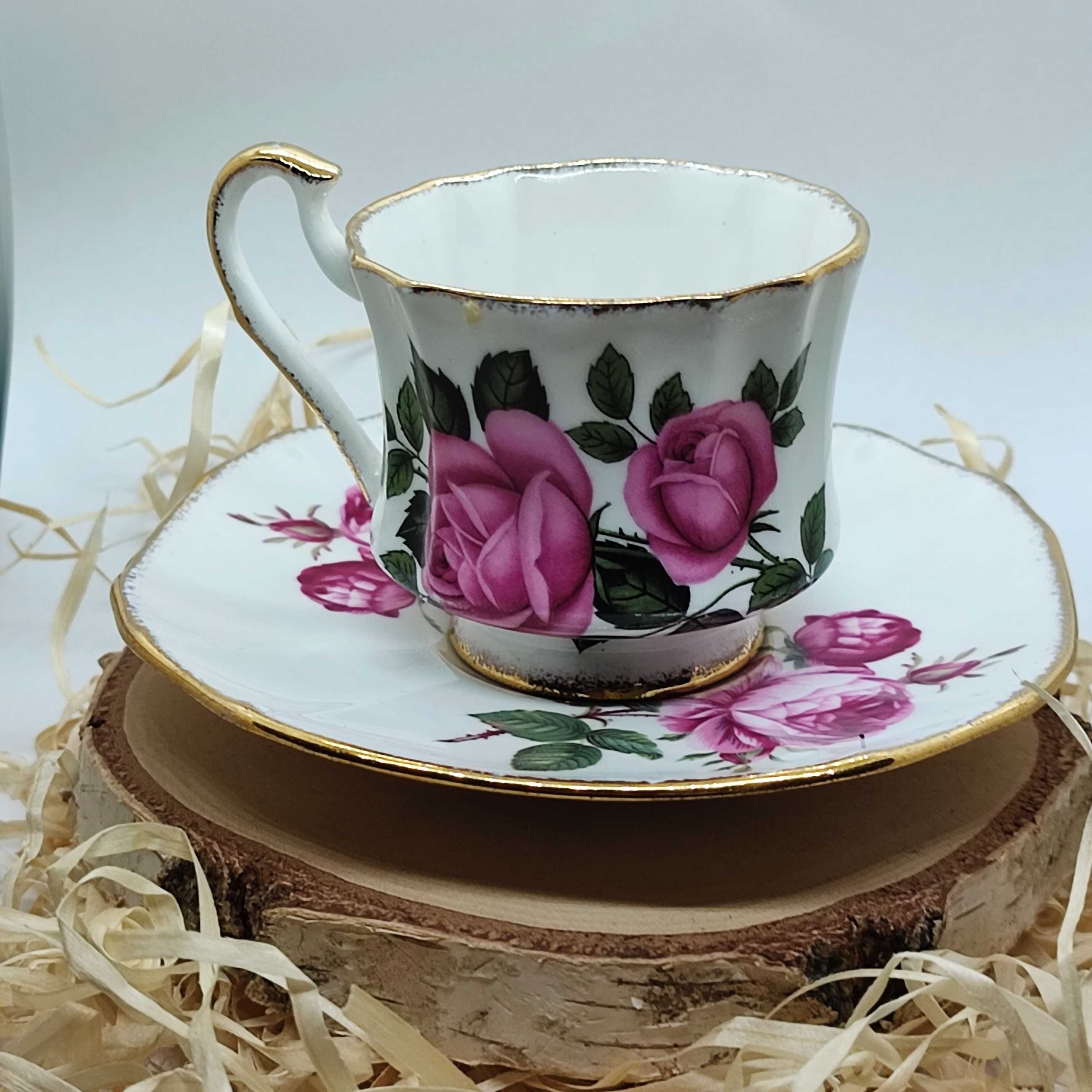 Melrosa angielska porcelana filiżanka i spodek róże