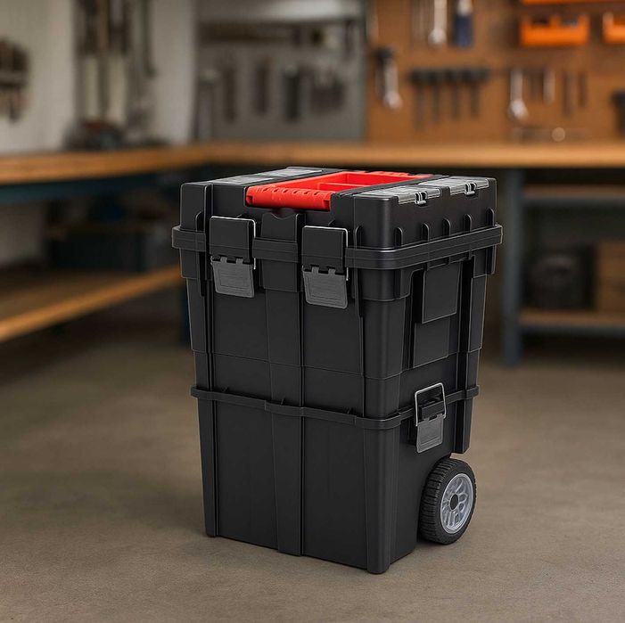 Duża Mocna Skrzynka Narzędziowa Na Kółkach Modułowa + GRATIS Tacka