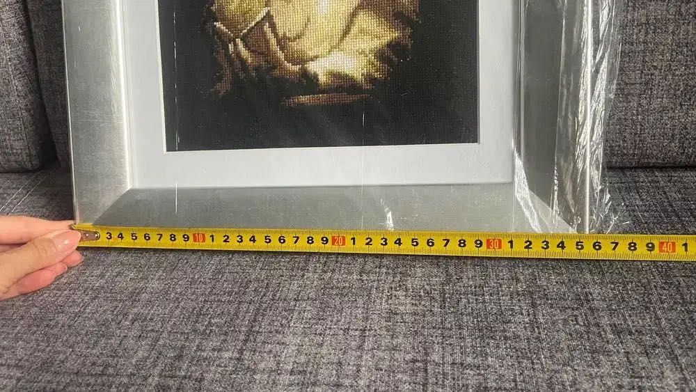 Obraz szydełkowy ręcznie robiony Jan Paweł II Papież Kotunia ślub rama