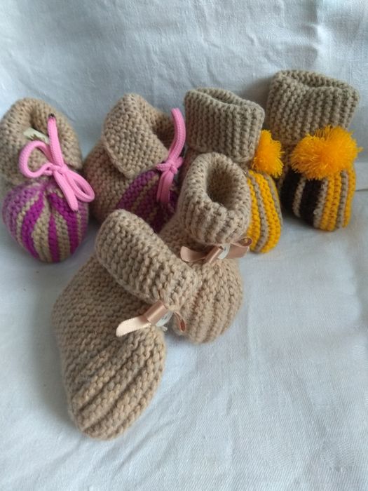 Пинетки--носочки, ручное вязание