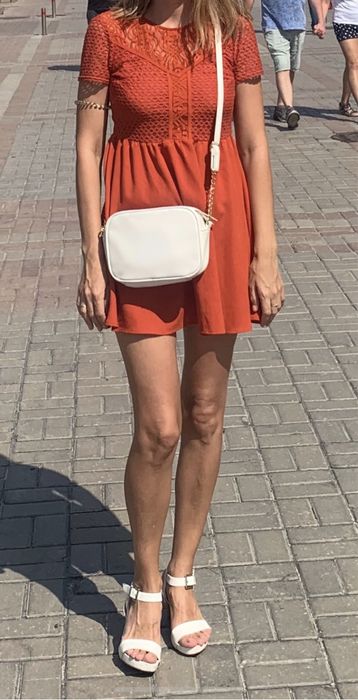 Платье ажурное H&M теракотовое S/M