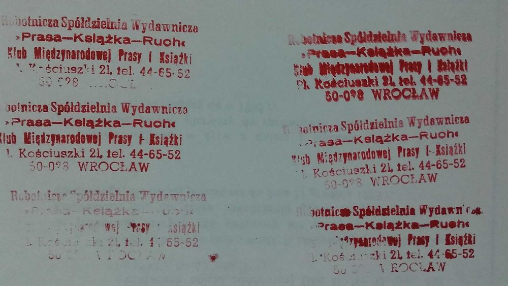 Pieczątka PRL Robotnicza Spółdzielnia Wydawnicza Prasa-Książka-Ruch
