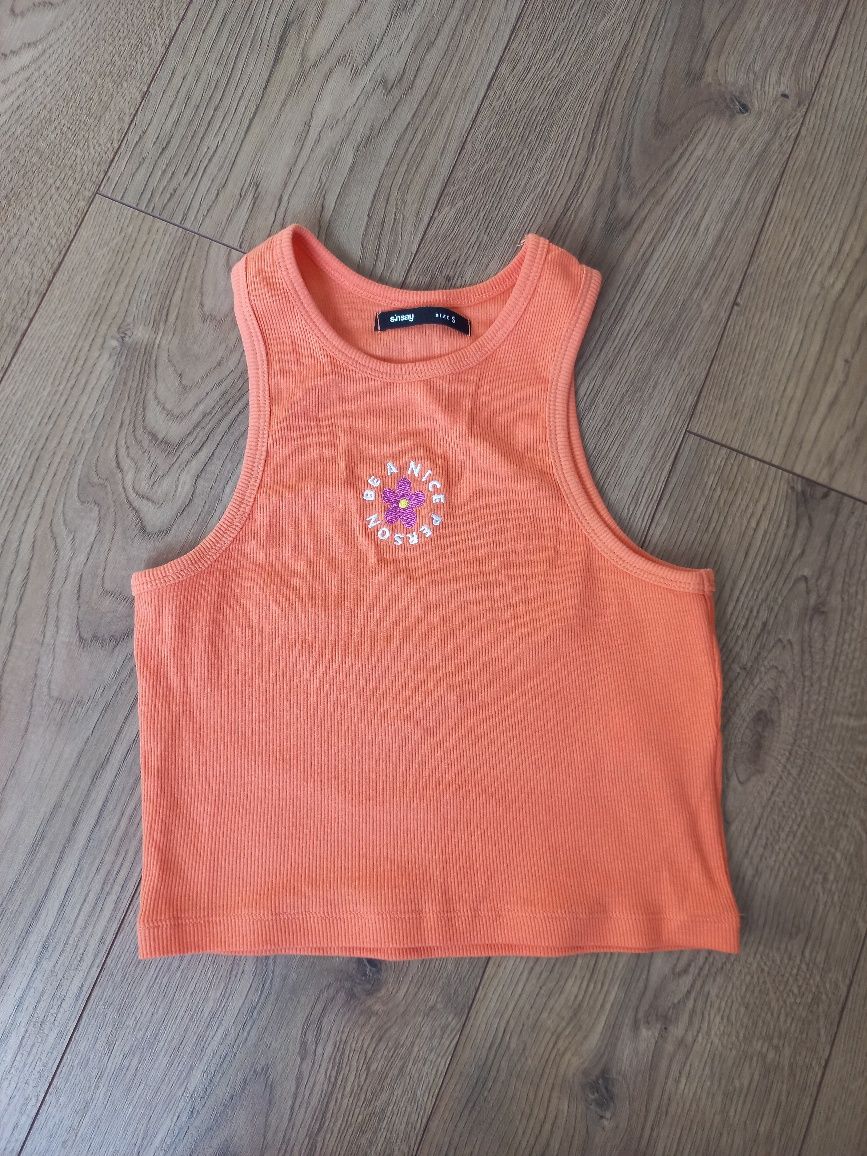 Crop Top krótki pomarańczowy prążkowany rozmiar S