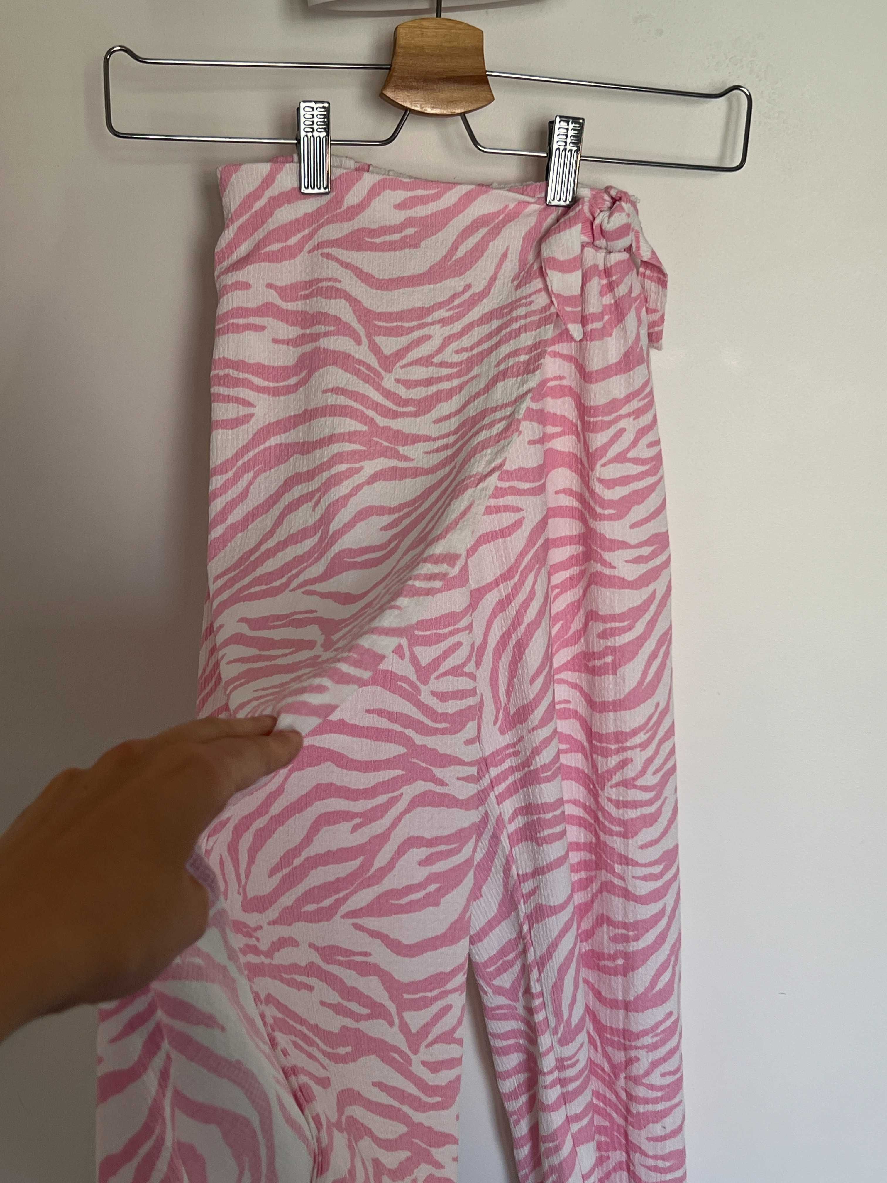 ZARA Kids Calças Largas com Estampa de Zebra Rosa – 9 Anos (134 cm)