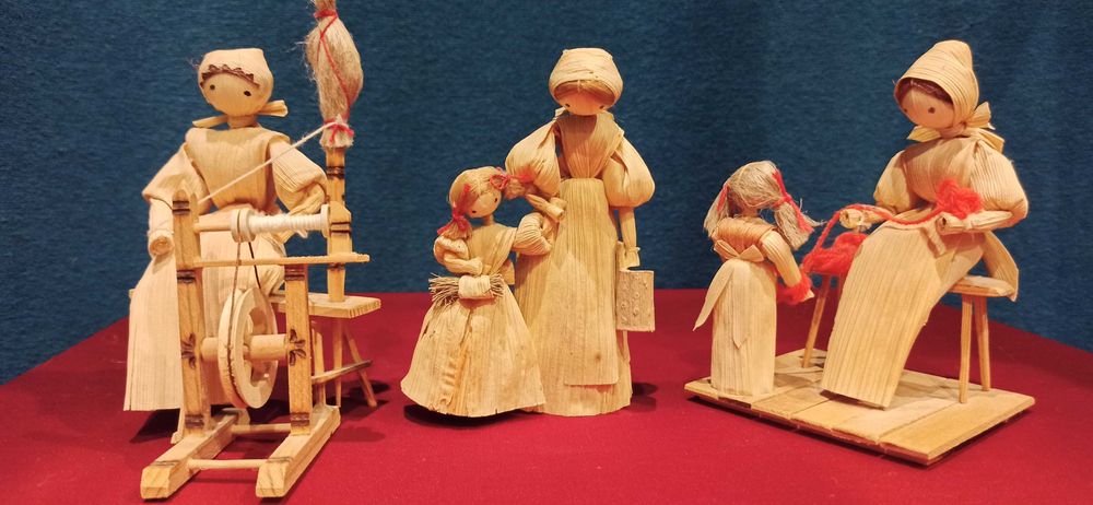 Figurki z liści kukurydzy rękodzieło komplet