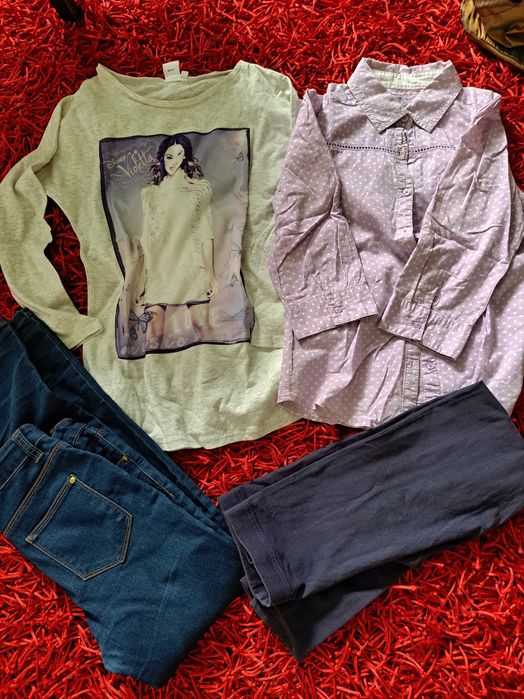 Bardzo duży zestaw paka ubrań jesienno zimowych