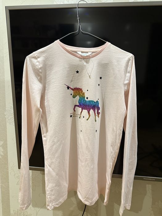 Футболка рожева з єдинорогом для дівчинки, 164-170