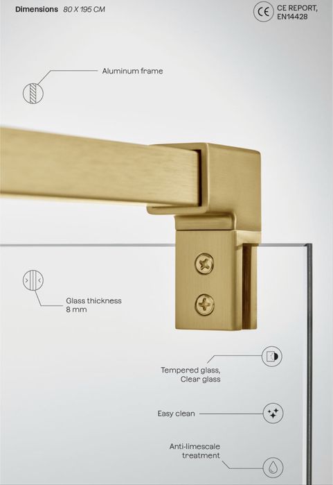 Painel dourado de duche Sklum 80x195