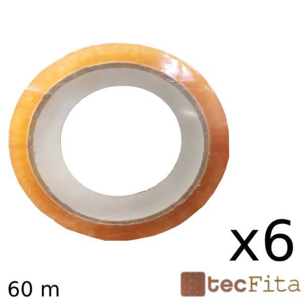 Pack 6 Rolos Fita Cola Transparente / Castanha 48mm X 60m - Resistente