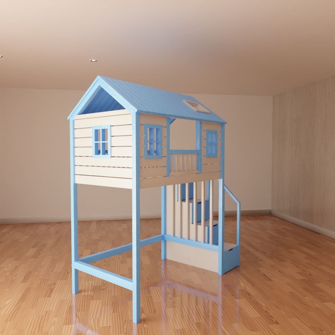 Łóżko łóżeczko piętrowe domek dla dzieci z antresolą Raty