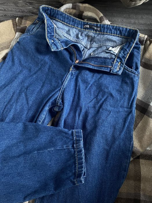 Джинси Zara, штани, темно синій колір, моми, банани, розмір хс-с