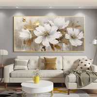 Абстракція з білими квітами Картина у вітальню/спальню для інтер'єру