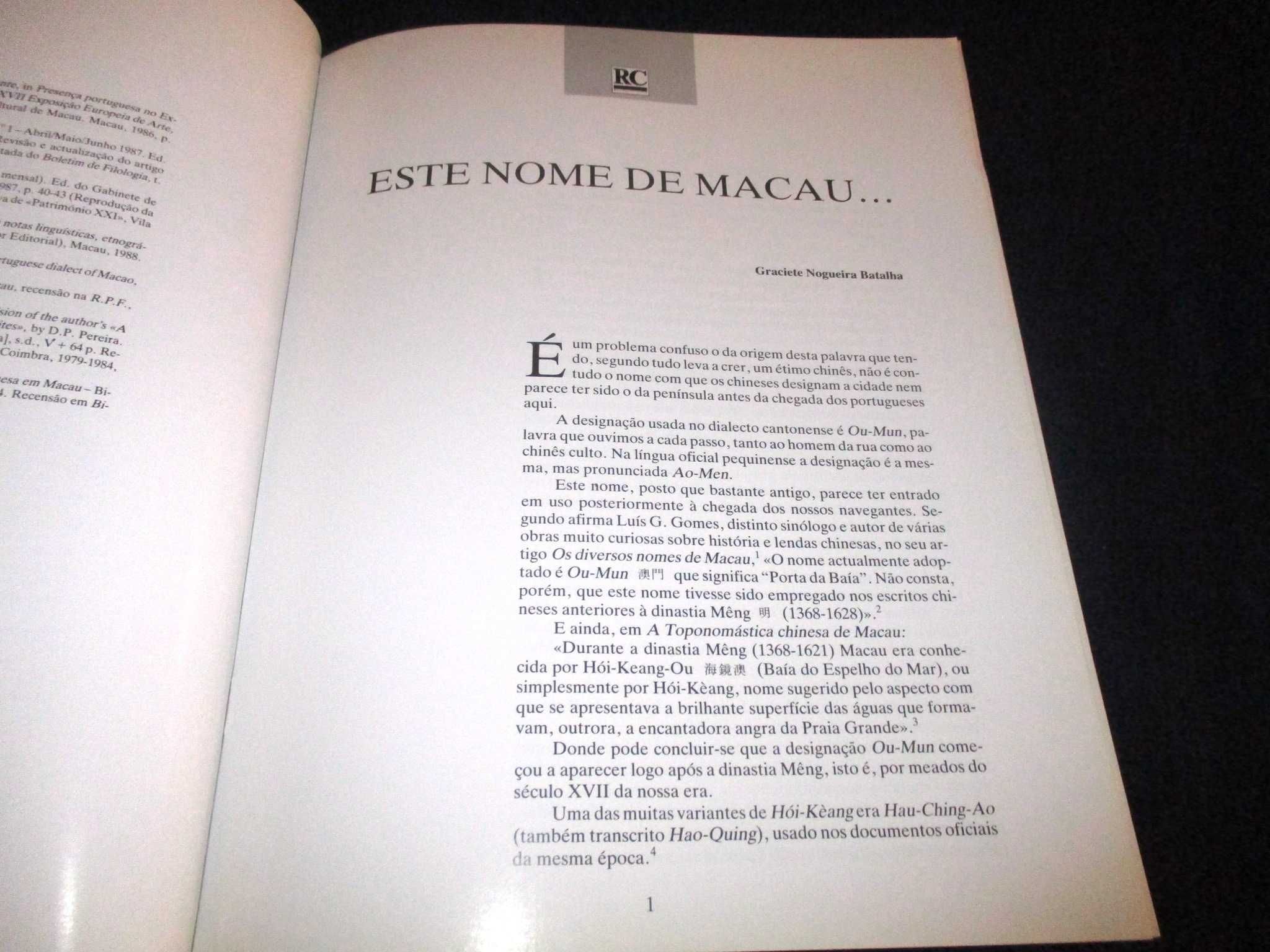 Livro Este Nome de Macau Graciete Nogueira Batalha