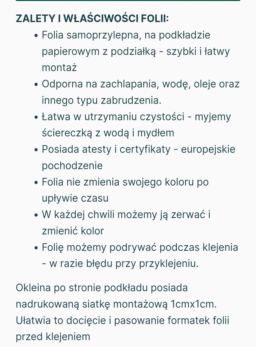 Folia samoprzylepna okleina meblowa kolor  Leśny Zielony Połysk